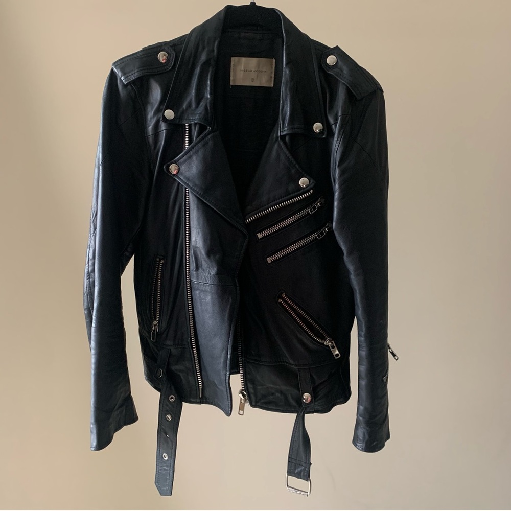 Black Leather Biker Jacket by Deadwood